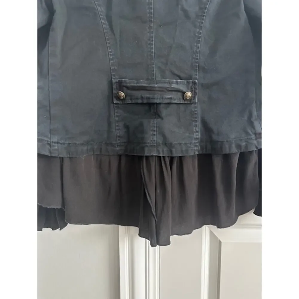 Free People Ruffled Military Romantic Jacket XS Washed Black - Picture 9 of 11